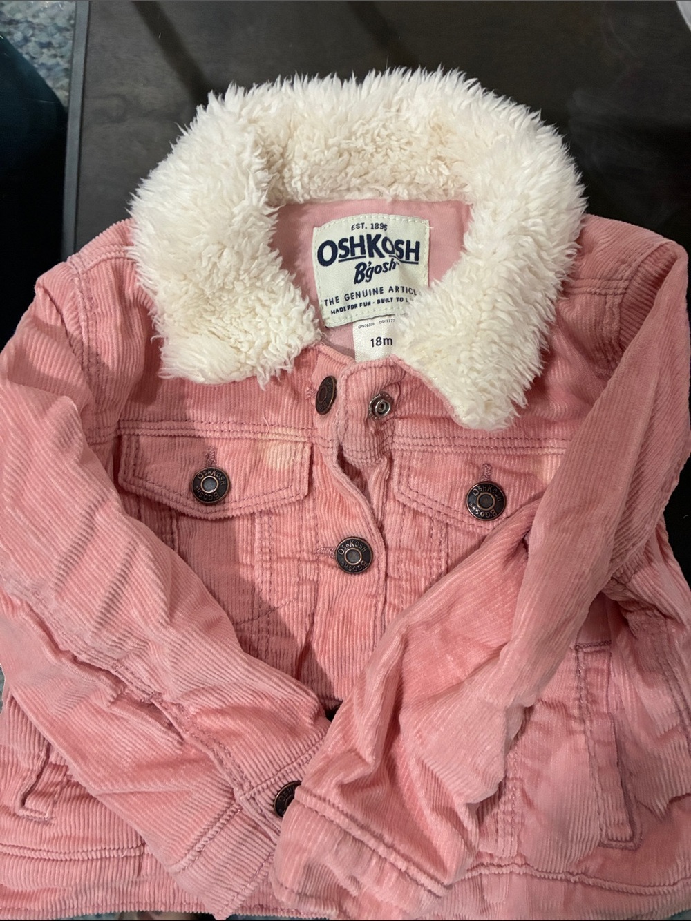OshKosh B'gosh Pink Corduroy Jacket with Cream Sherpa Collar
